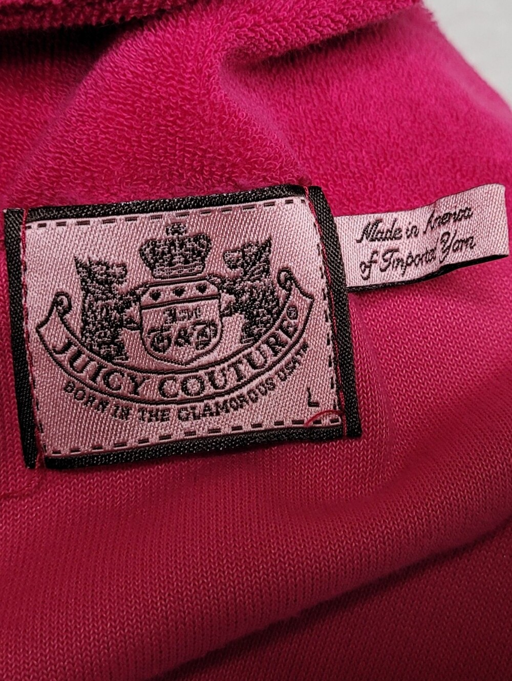 Juicy Couture Rare Vintage Magenta Terrycloth Racerback Tie-Waist Mini Dress L - Picture 12 of 13